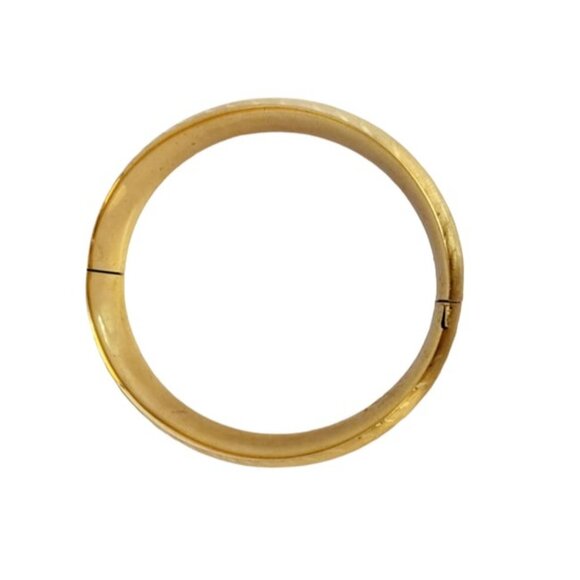 Estate 14kt Gold Brushed & Etched Hinged Bangle Bracelet (A5533) - Picture 5 of 8